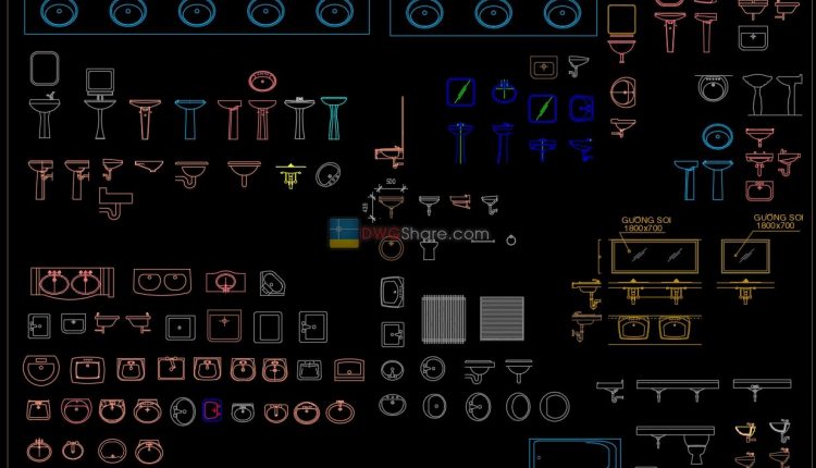 10. Sanitary ware set free AutoCAD drawing download