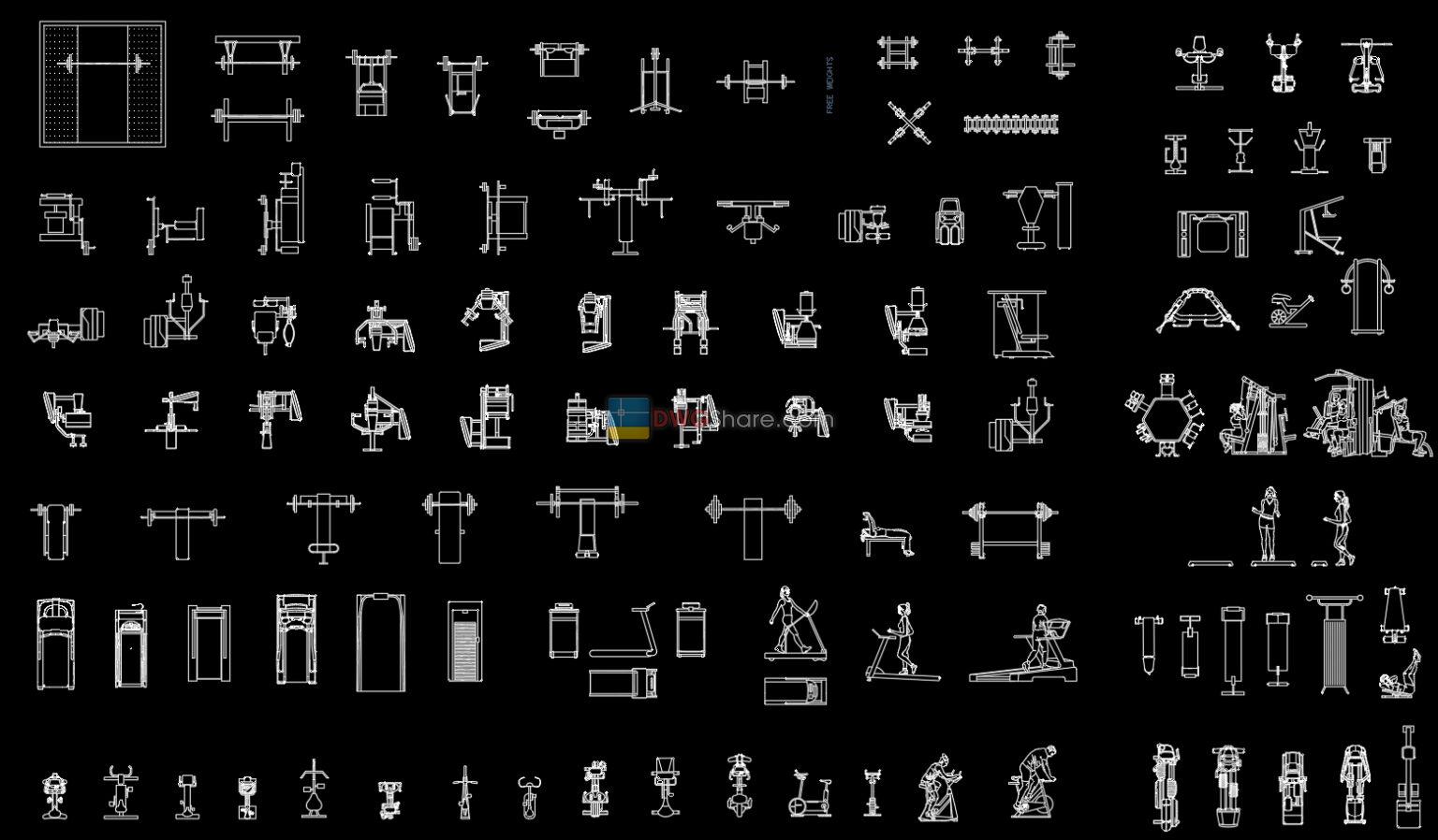 2. Gym AutoCAD blocks free download