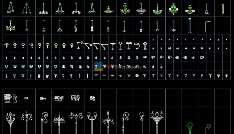 2.Lamps Collection Cad Blocks free download