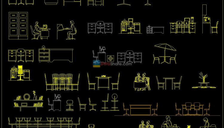 2.Office furniture front view AutoCAD blocks free download