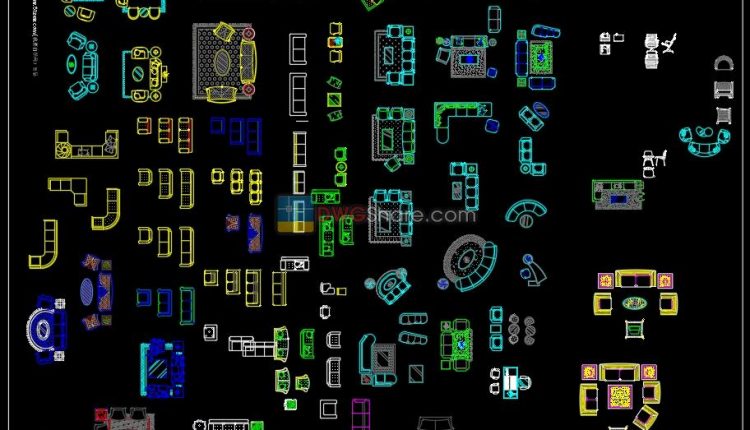 3. Sofa top view Autocad Blocks free download