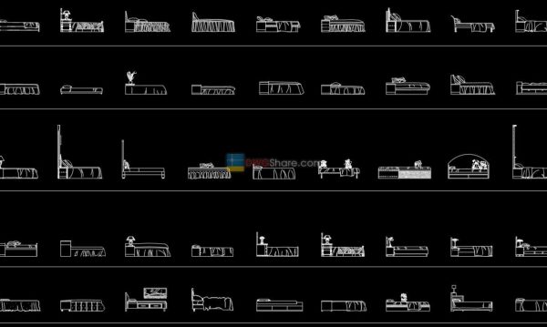 5.Beds front view AutoCAD blocks free download