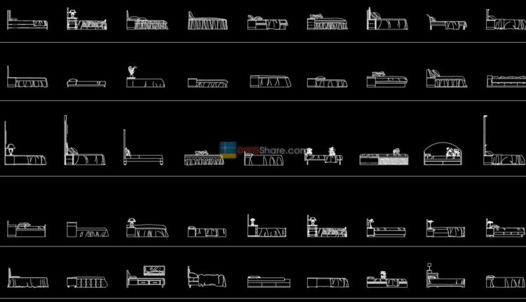 5.Beds front view AutoCAD blocks free download