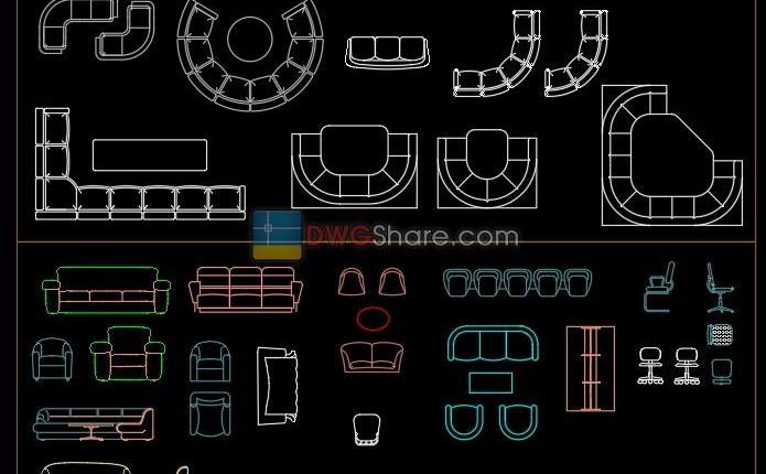 5. Sofa top view Autocad Blocks free download