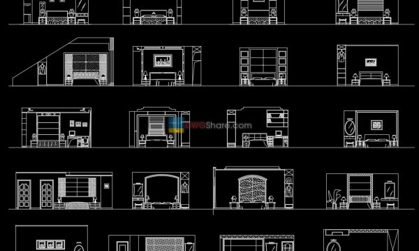 6.Beds front view AutoCAD blocks free download