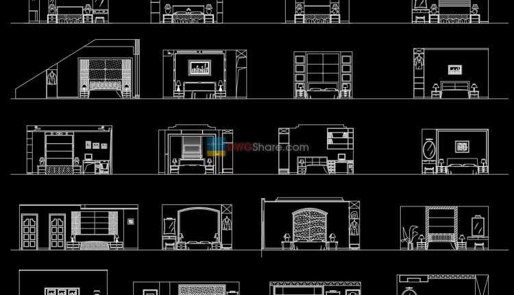 6.Beds front view AutoCAD blocks free download