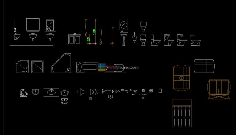 7. Sanitary ware set free AutoCAD drawing download