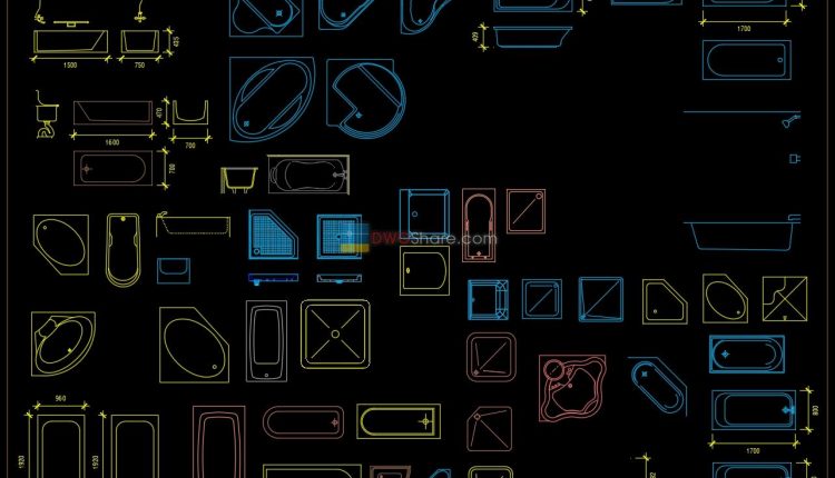 8. Bathtub free AutoCAD drawing download