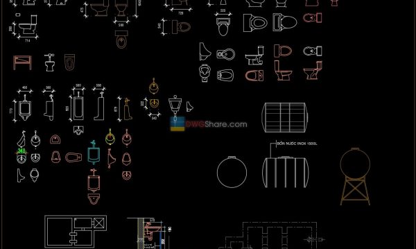 9. Sanitary ware set free AutoCAD drawing download