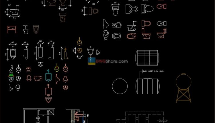 9. Sanitary ware set free AutoCAD drawing download