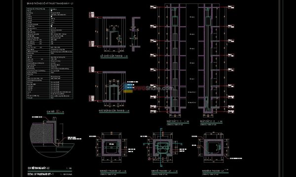 Elevator blocks detail 2d view elevation 1