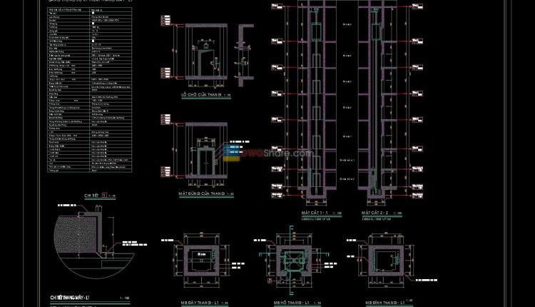 Elevator blocks detail 2d view elevation 1