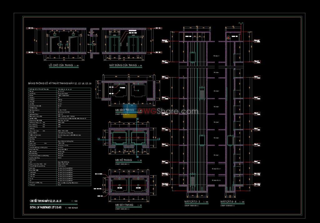 Elevator blocks detail 2d view elevation 2 Free download Cad Blocks