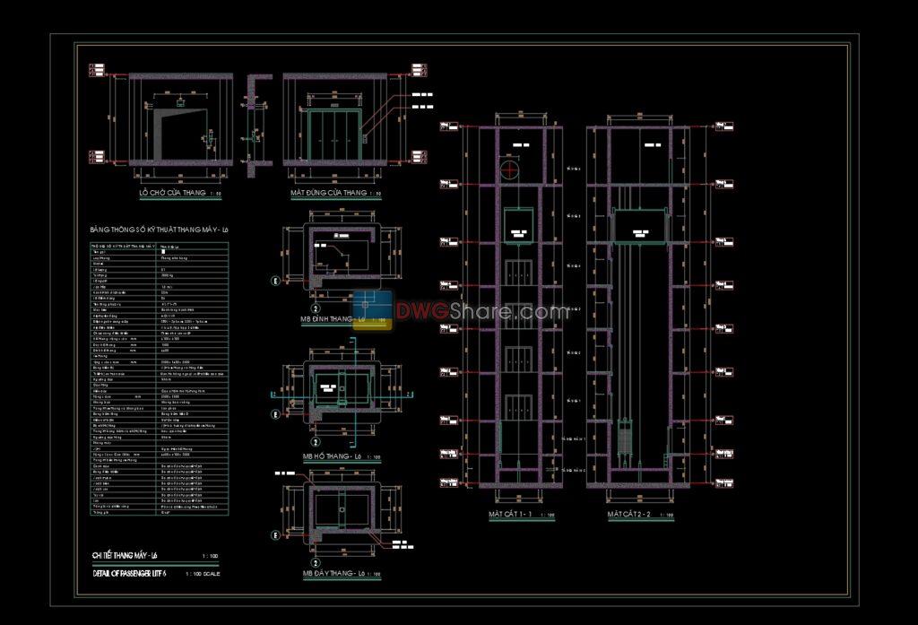 Elevator blocks detail 2d view elevation 3 Free download Cad Blocks