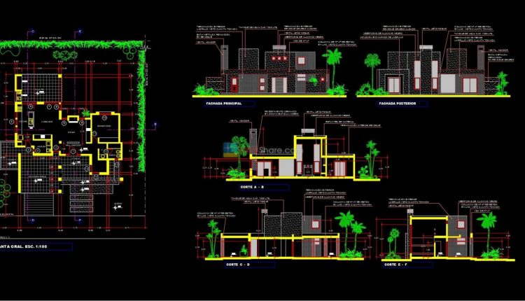 House Plan Design 5 AutoCAD File Free download