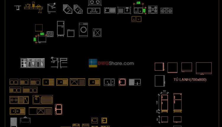 Kitchen furniture 1 AutoCAD blocks free download