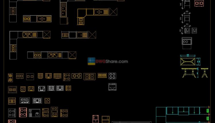 Kitchen furniture 2 AutoCAD blocks free download