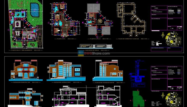 Modern Villa 2d AutoCAD File Free Download