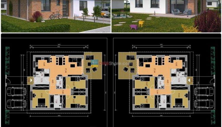 Modern Villa 2d AutoCAD File, JPG Free Download