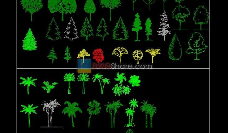 Trees in elevation 2 AutoCAD blocks free download