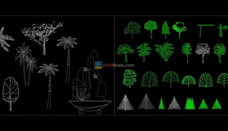 Trees in elevation AutoCAD blocks free download