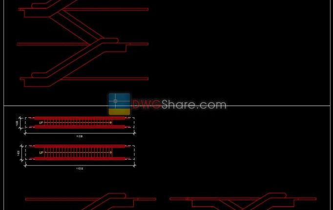 10.Download Free Cad Block of an Escalator in Plan and Elevation