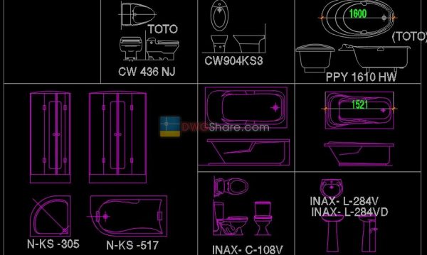 11. Sanitary ware set free AutoCAD drawing download
