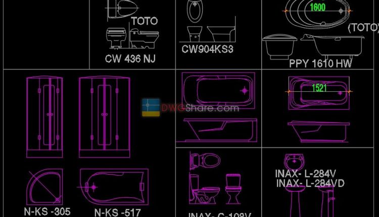 11. Sanitary ware set free AutoCAD drawing download