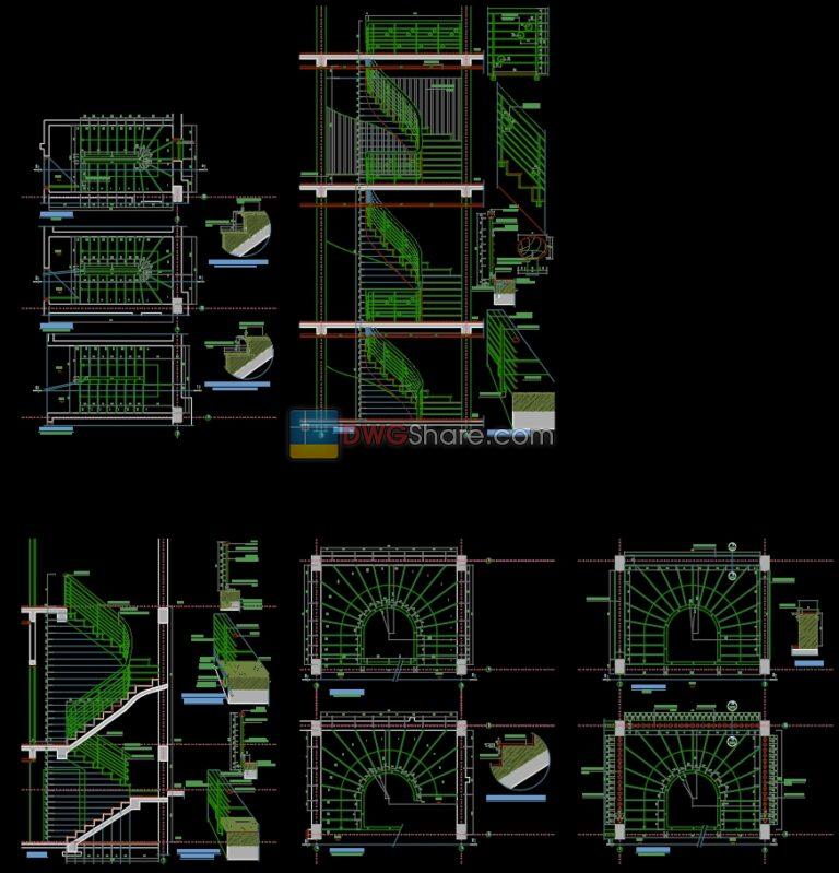 11.Details handrail stairs, handrails autocad free download Free