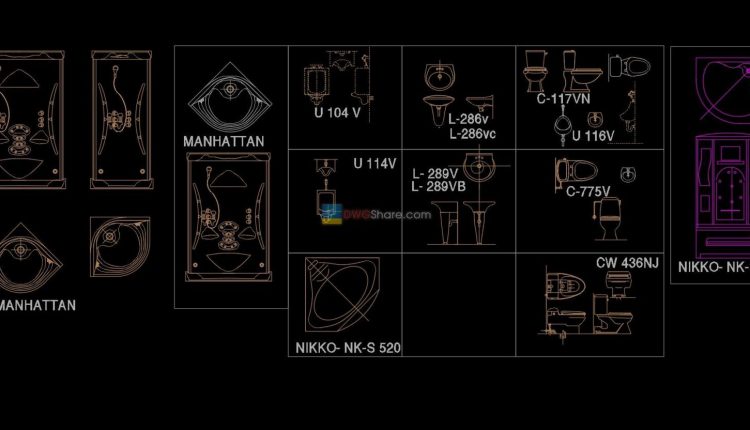 12. Sanitary ware set free AutoCAD drawing download