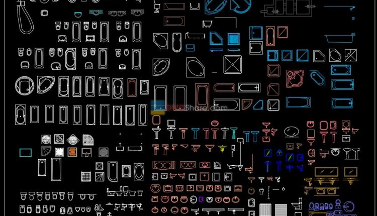 13. Sanitary ware set free AutoCAD drawing download