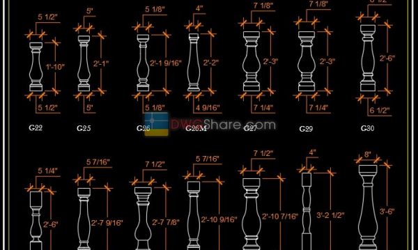 6 years ago
                

                
             3,5015.Standard Balusters AutoCAD file free download