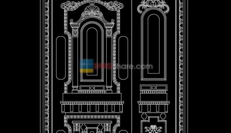 Autocad Wooden Door 10