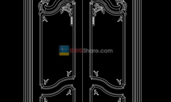 11.Autocad Wooden Door free download