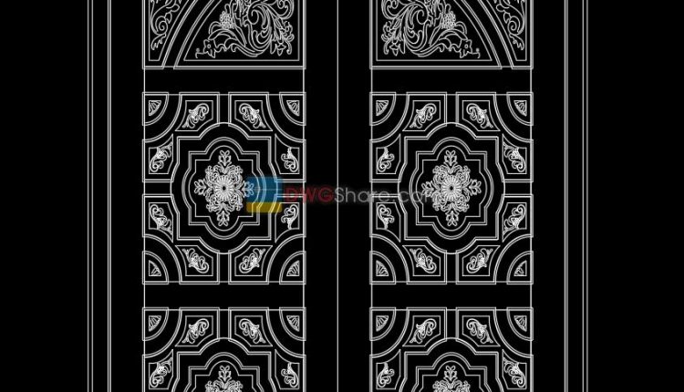 12.Autocad Wooden Door free download