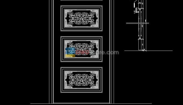 14.Autocad Wooden Door free download