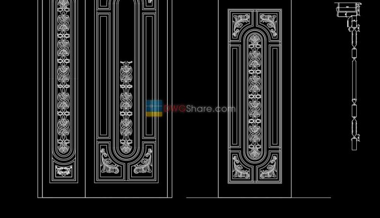 16.Autocad Wooden Door free download