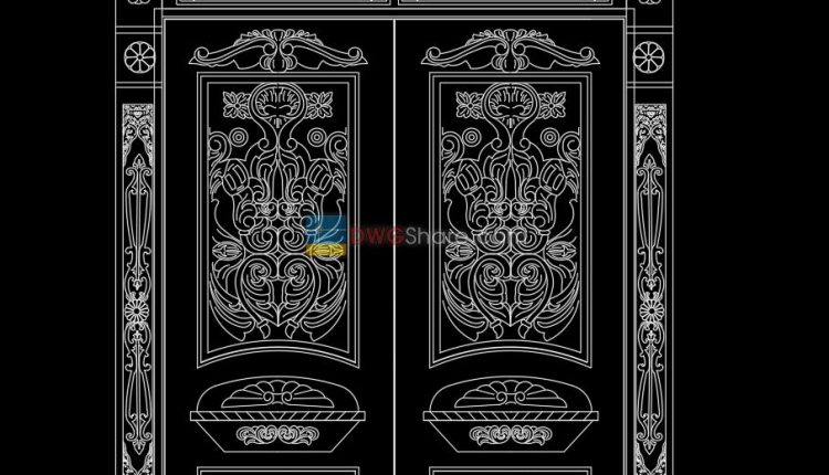 17.Autocad Wooden Door free download