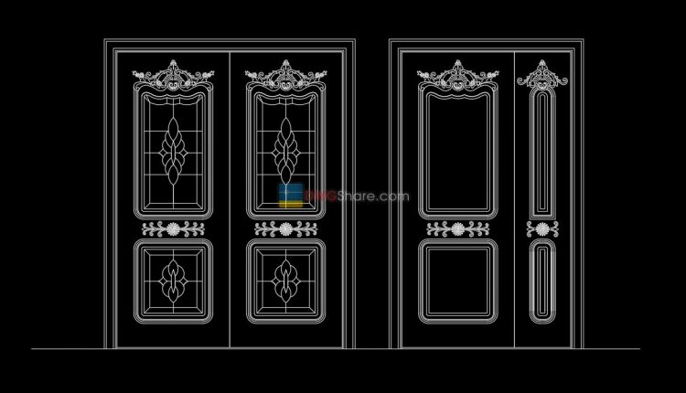 9.Autocad Wooden Door free download