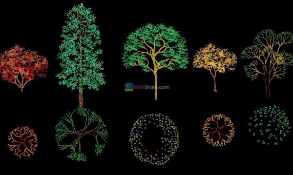11.Trees in elevation AutoCAD blocks free download