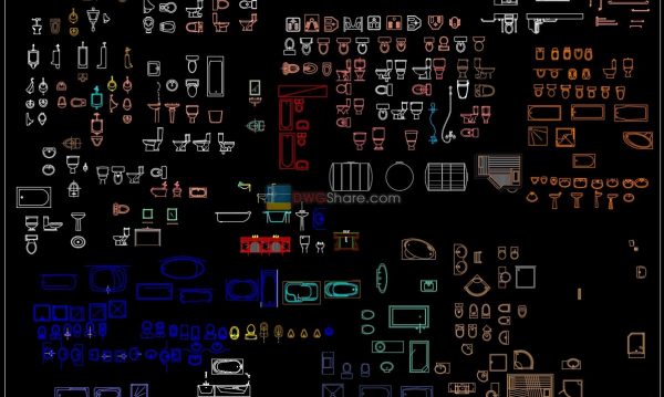 14. Sanitary ware set free AutoCAD drawing download