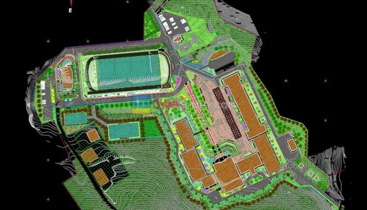 5.landscape design of school AutoCAD blocks free download