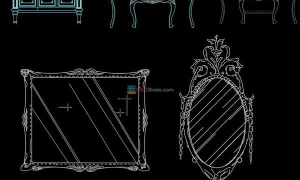 7.Classic Dressing Table CAD Blocks free download