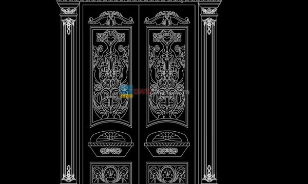 18.Autocad Wooden Door free download