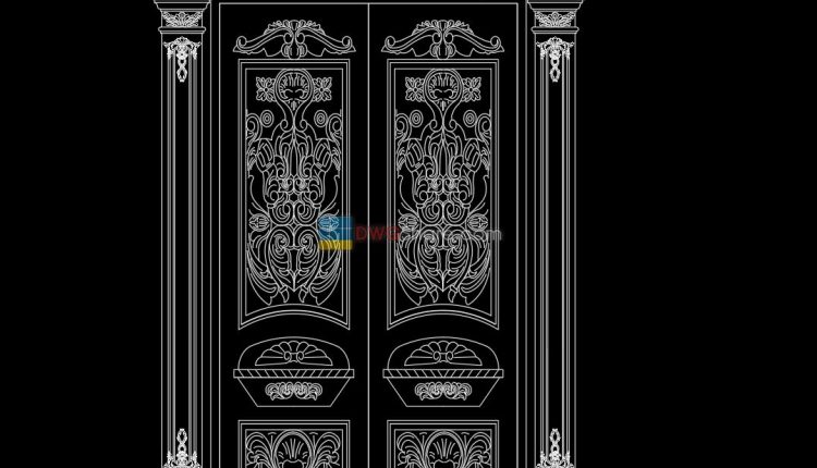 18.Autocad Wooden Door free download