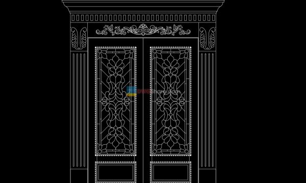 20.Autocad Wooden Door free download