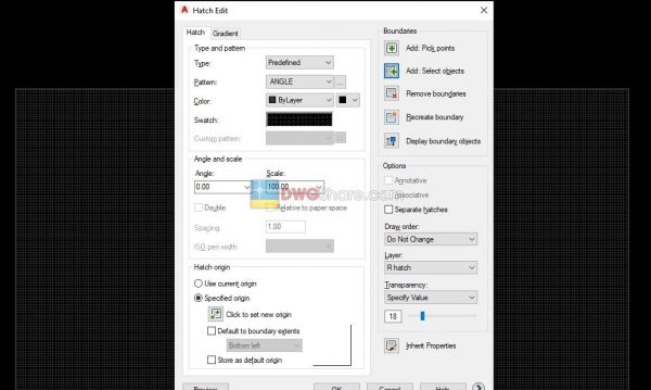 Hatch Edit command in CAD