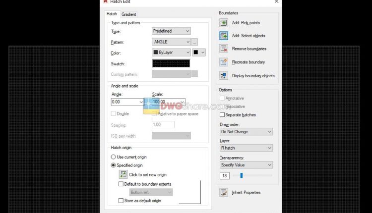 Hatch Edit command in CAD