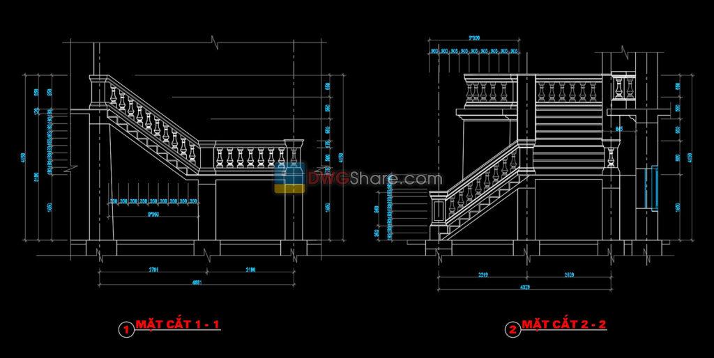 14.Classic Stair, Railing AutoCAD Blocks free download