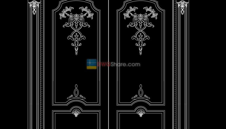 32.Autocad Wooden Door free download